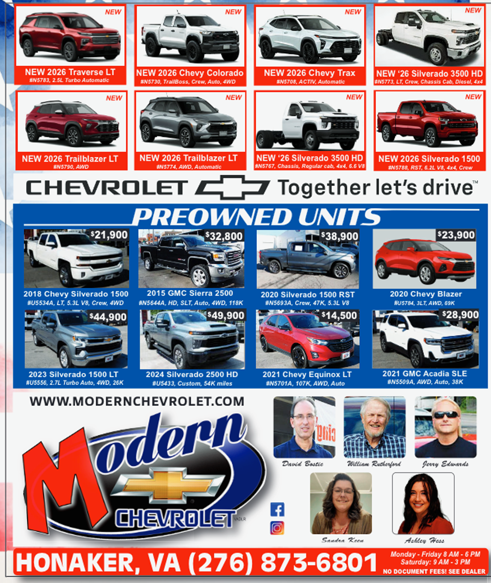 Newsletter Ad Modern Chevrolet Sales | Honaker, VA